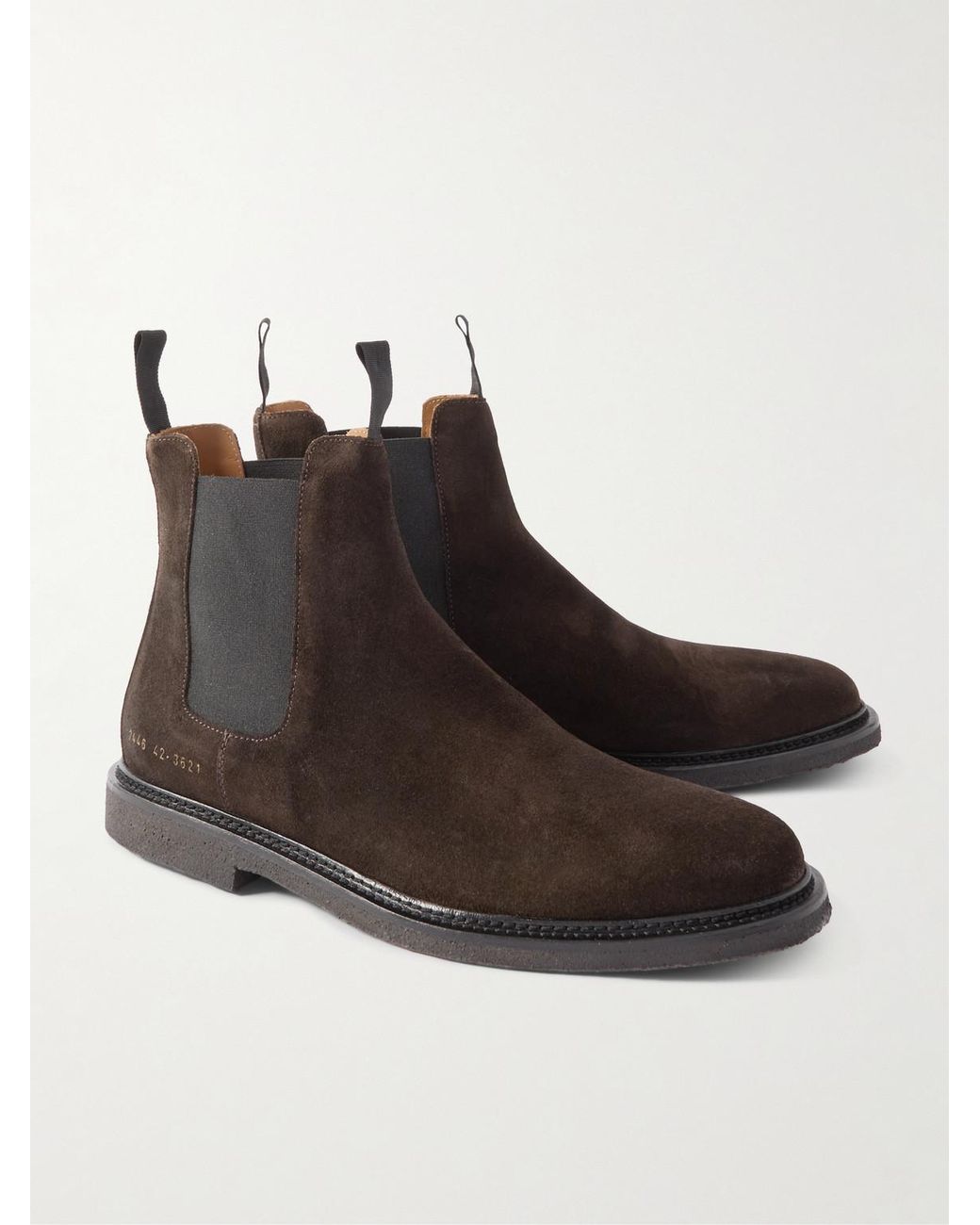 Common Projects Brown Waxed-Suede Chelsea Boots for men