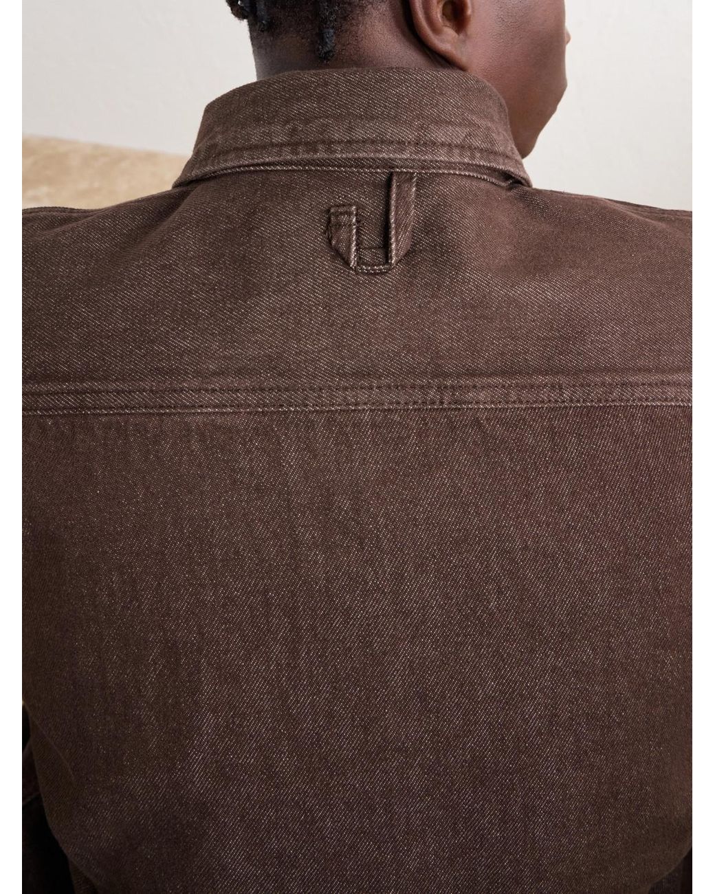 Jacquemus Brown Simon Logo-Embroidered Denim Shirt for men