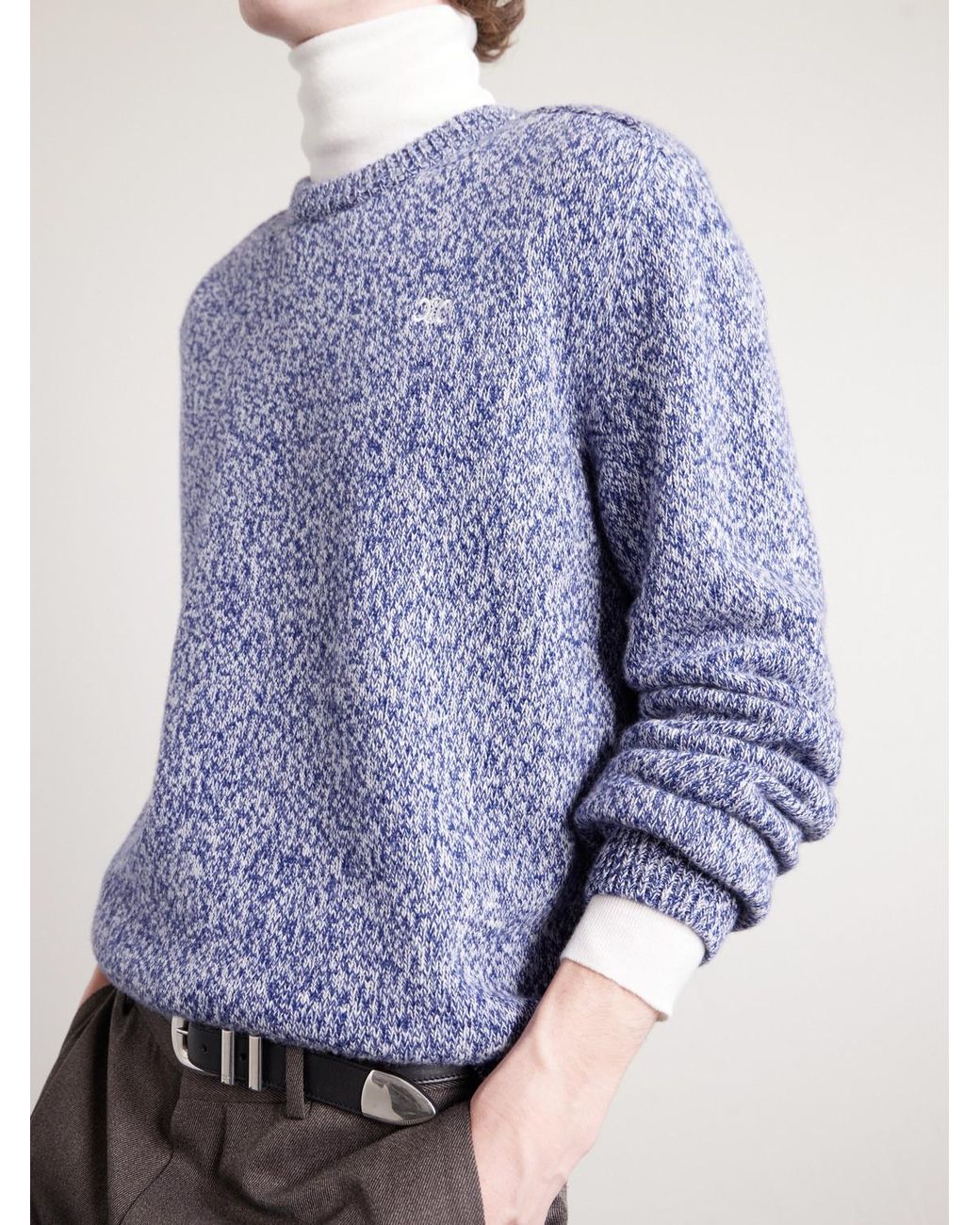 Wool And Cashmere-Blend Sweater di Céline in Blue da Uomo