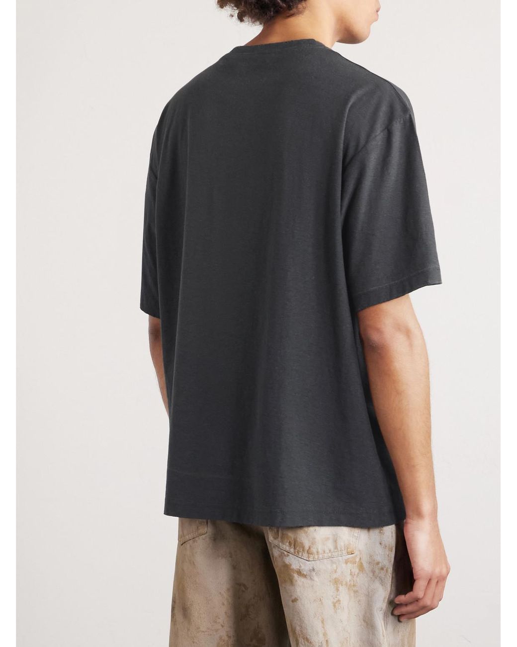 Acne Blue Exford U Oversized Logo-print Distressed Cotton-jersey T-shirt for men