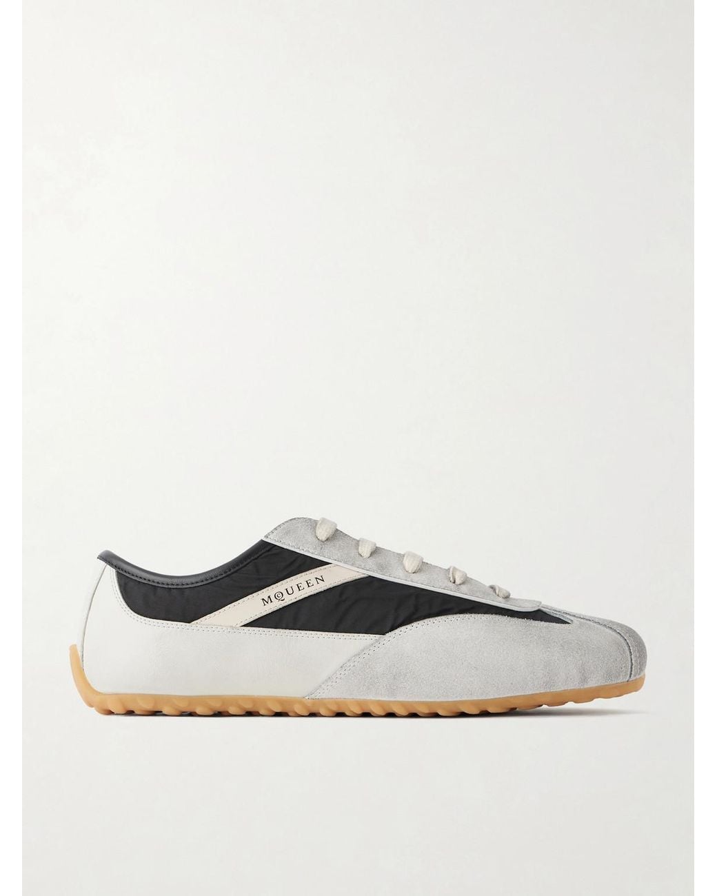 McQueen White Suede-Trimmed Shell Sneakers for men