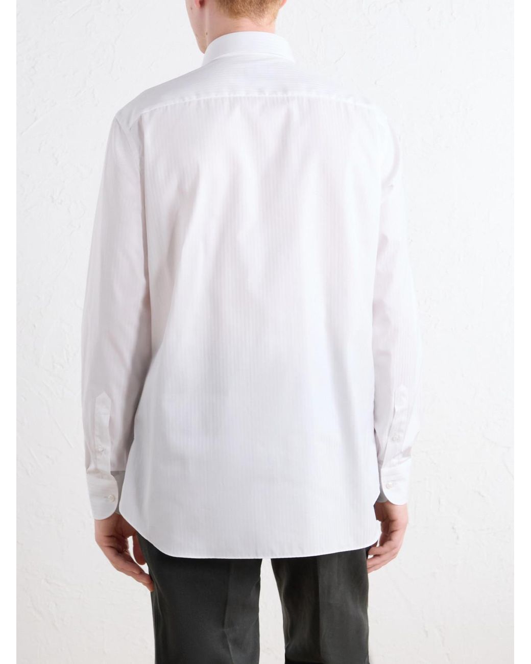 Brioni White William Striped Cotton-twill Shirt for men