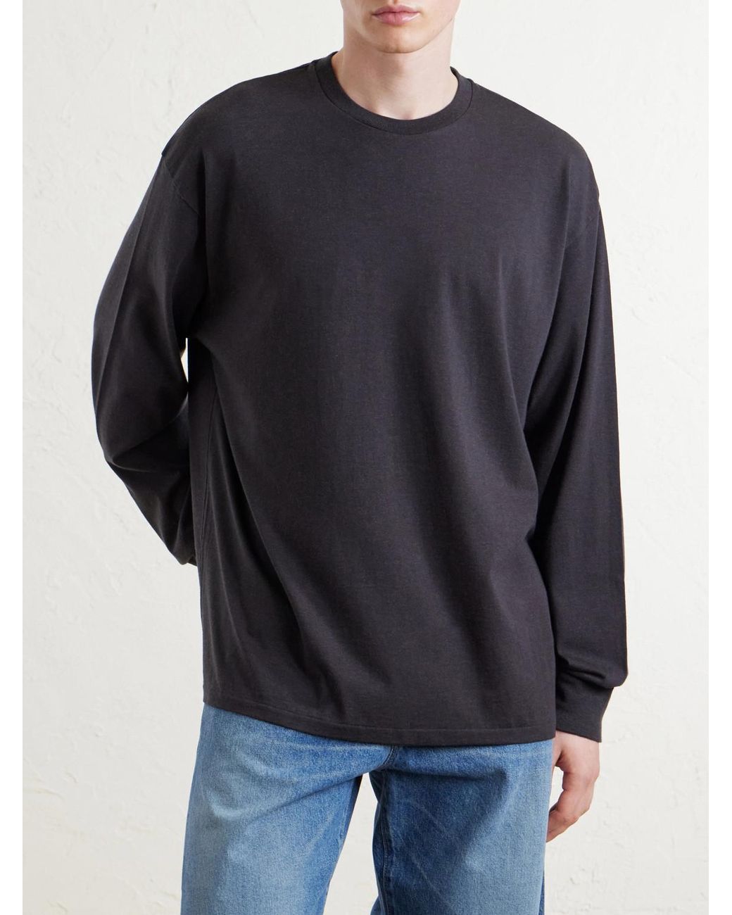 A.PRESSE Blue Cotton And Cashmere-Blend T-Shirt for men