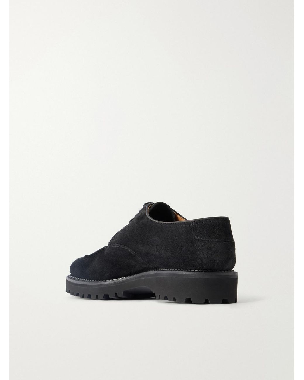 John Lobb Black Land Suede Derby Shoes for men