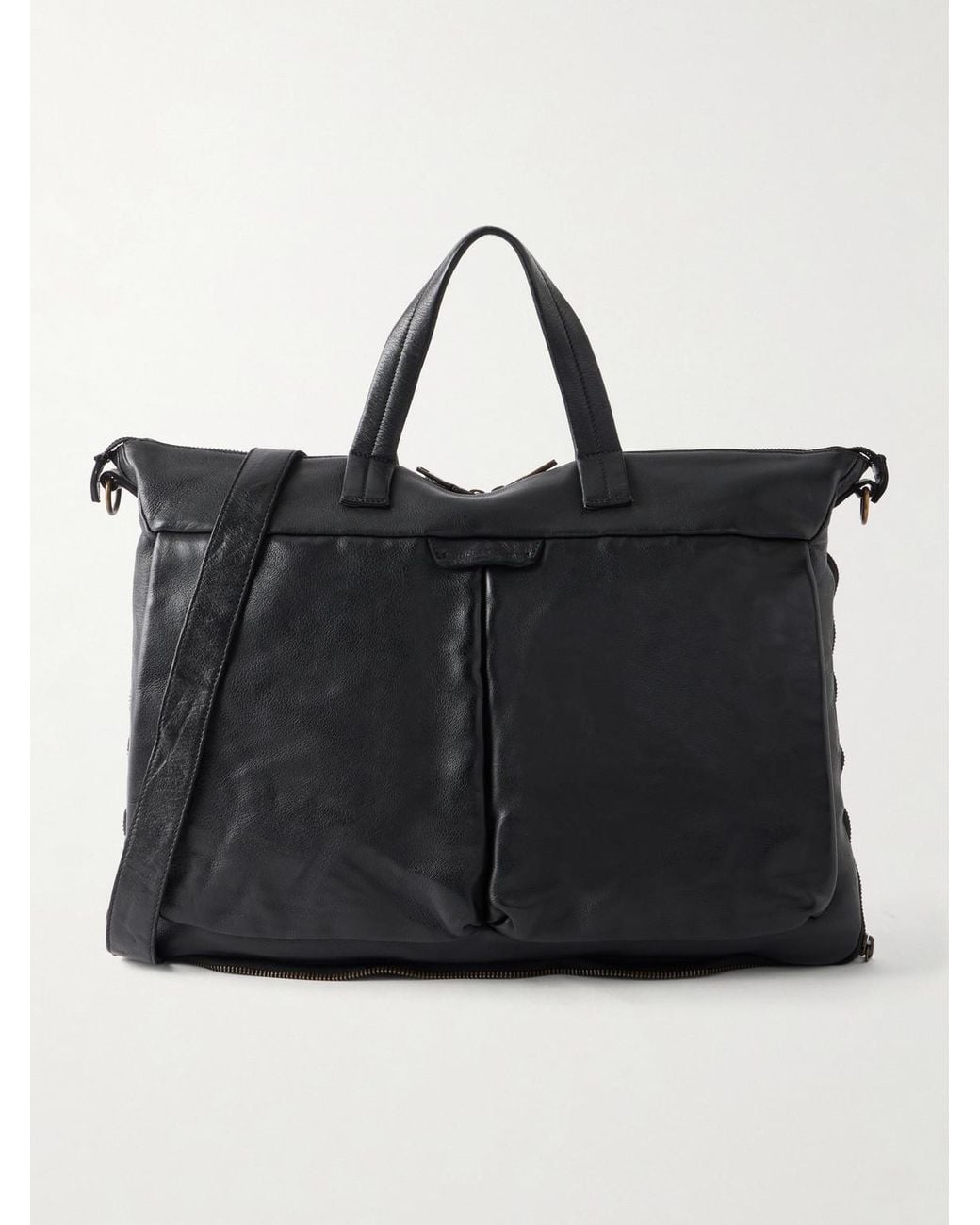 Officine Creative Black Helmet/046 Full-Grain Leather Briefcase for men