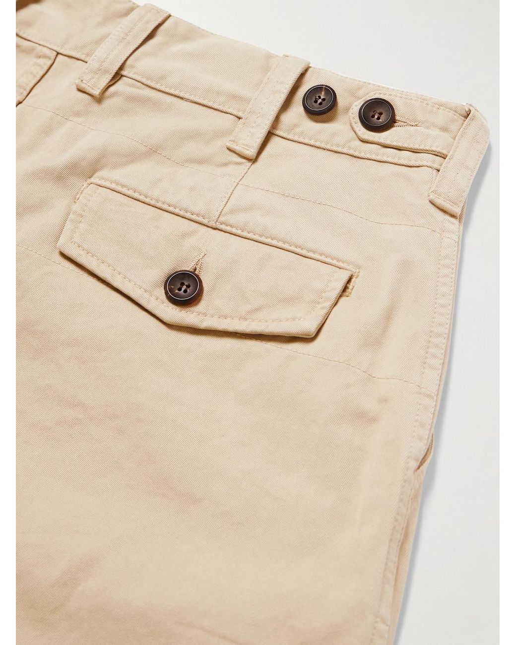 Drake's Natural Straight-Leg Peached Cotton-Twill Trousers for men