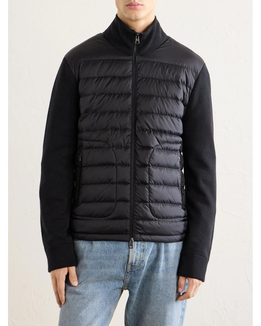 Moncler Blue Wool And Quilted Shell Zip-Up Cardigan for men