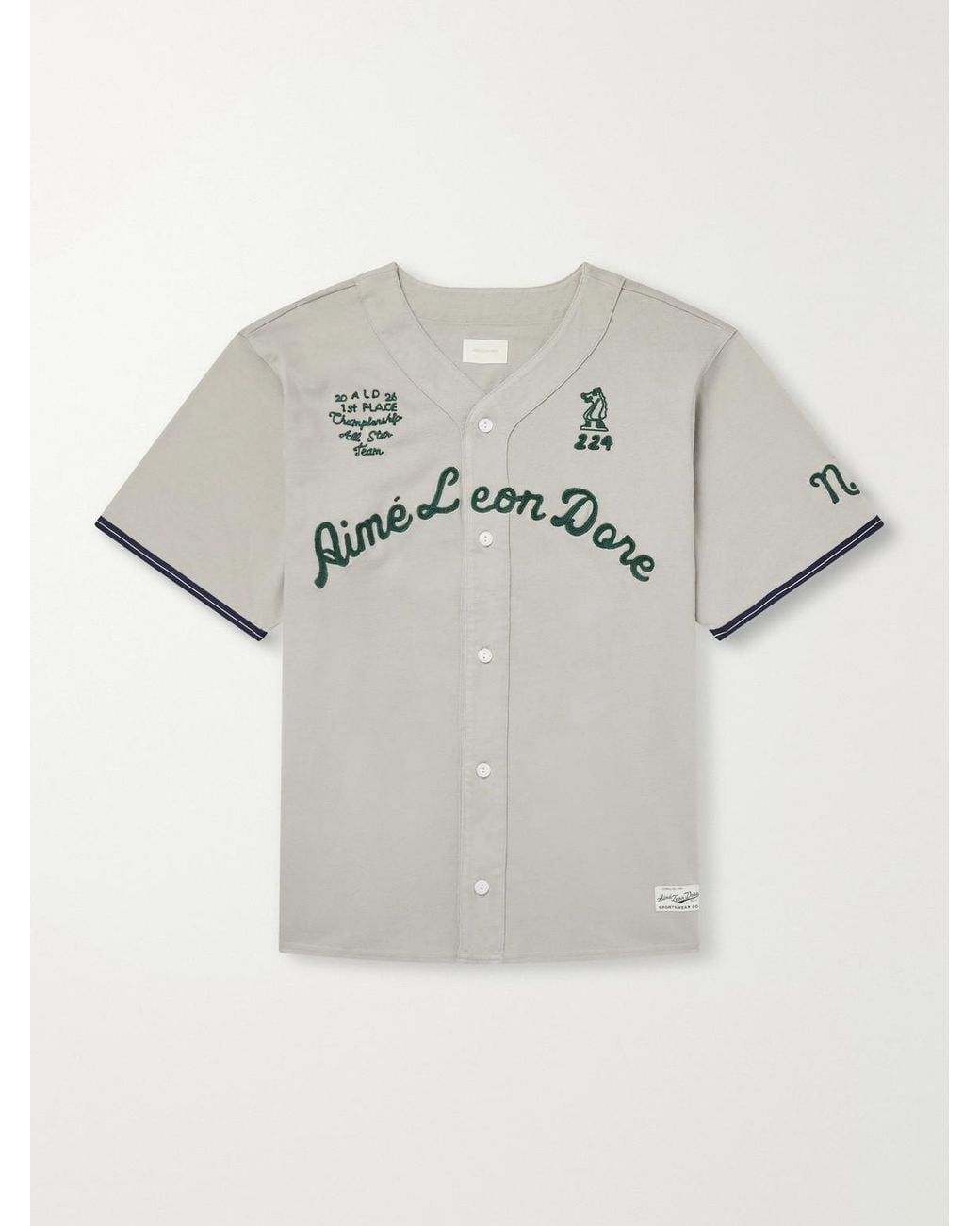 Aimé Leon Dore Gray Logo-embroidered Cotton Shirt for men