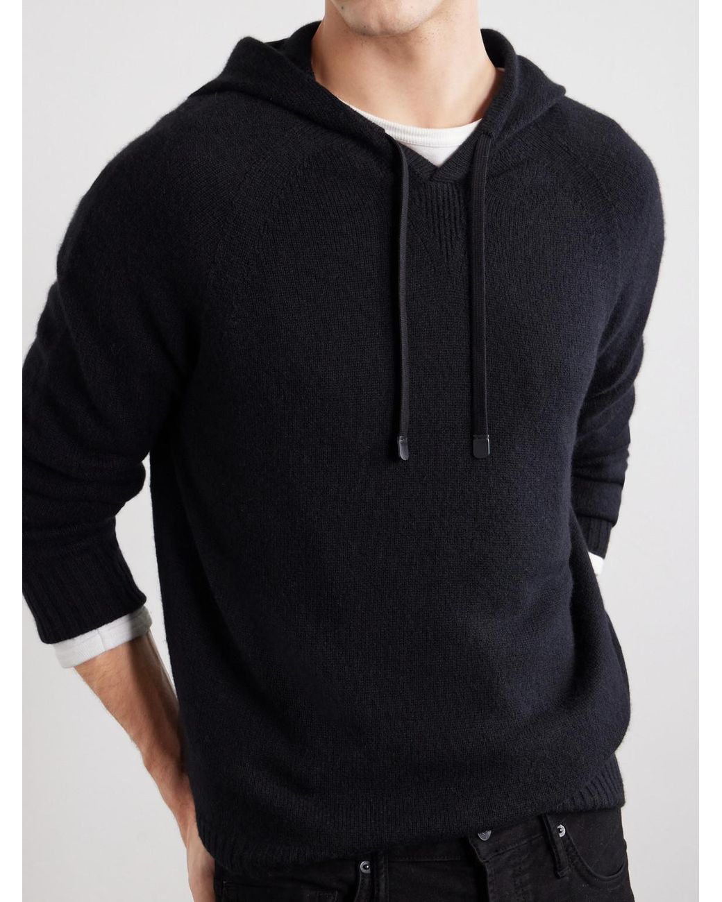 Tom Ford Blue Logo-embroidered Cashmere Hoodie for men