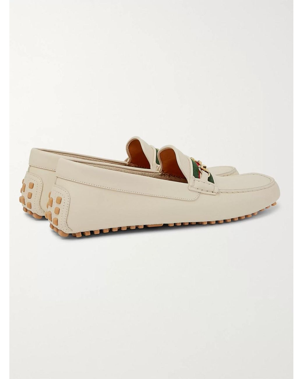 Gucci White Web Strap Driving Shoes for men