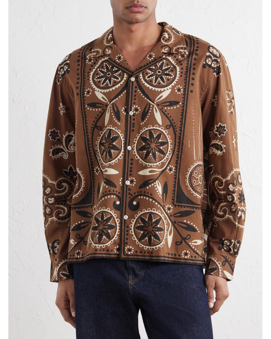 Bode Brown Bandana Printed Cotton Shirt for men