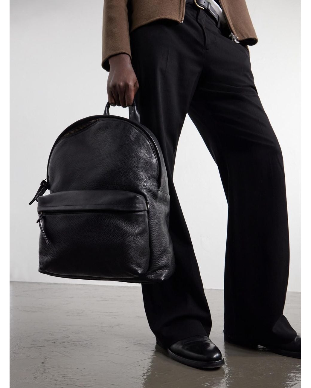 Officine Creative Black Oc Pack/001 Leather Backpack for men