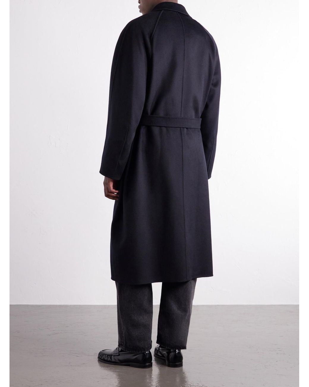 Ssstein Blue Reversible Belted Wool-Blend Coat for men
