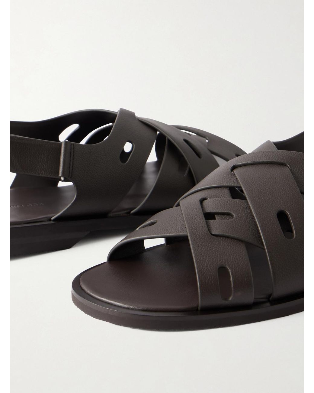 John Lobb White Seaford Full-Grain Leather Sandals for men