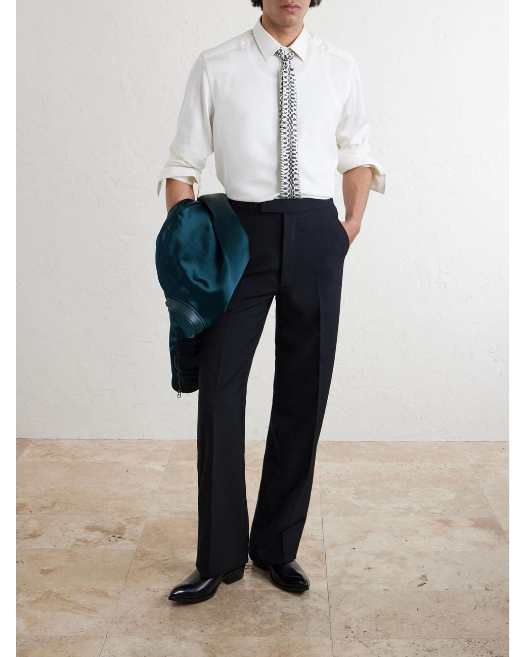 Tom Ford Blue Straight-Leg Wool Trousers for men