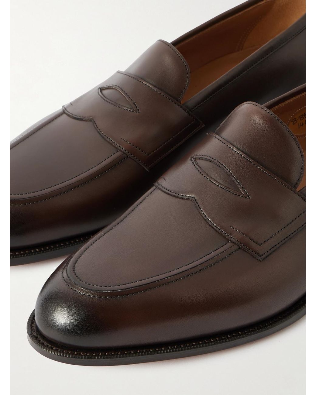 Piccadilly Leather Penny Loafers di Edward Green in Brown da Uomo