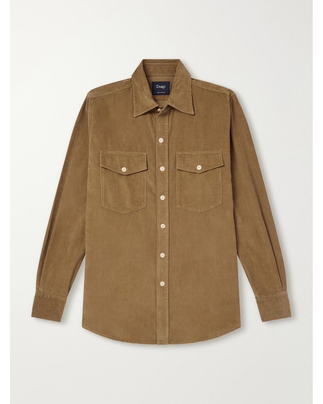 Drake's Natural Cotton-Corduroy Shirt for men