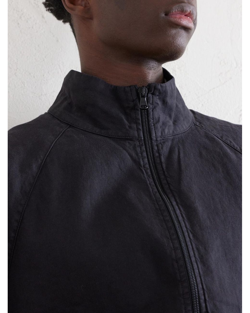 James Perse Black Linen-Blend Blouson Jacket for men