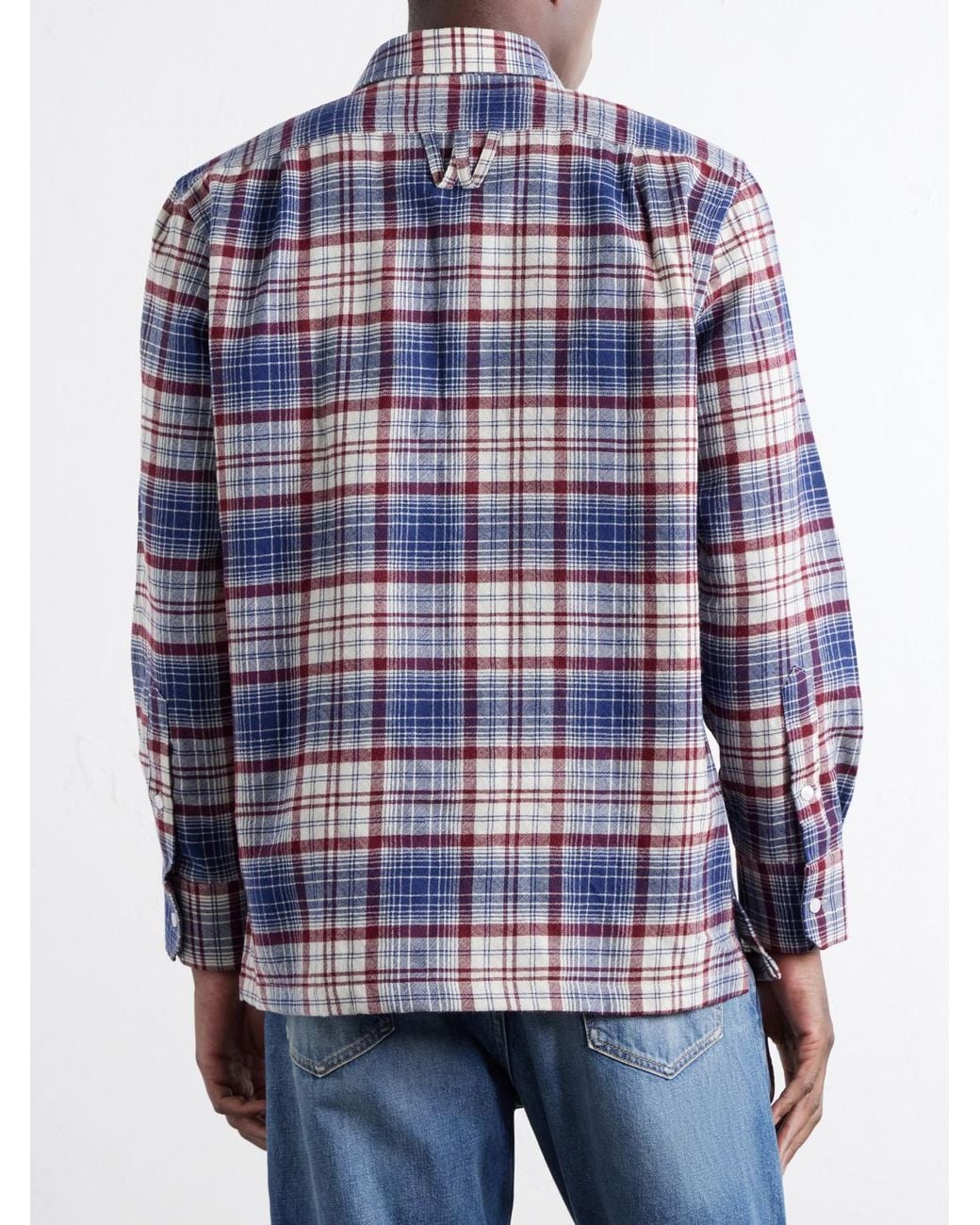 Willy Chavarria Blue Checked Brushed Virgin Wool-Flannel Shirt for men