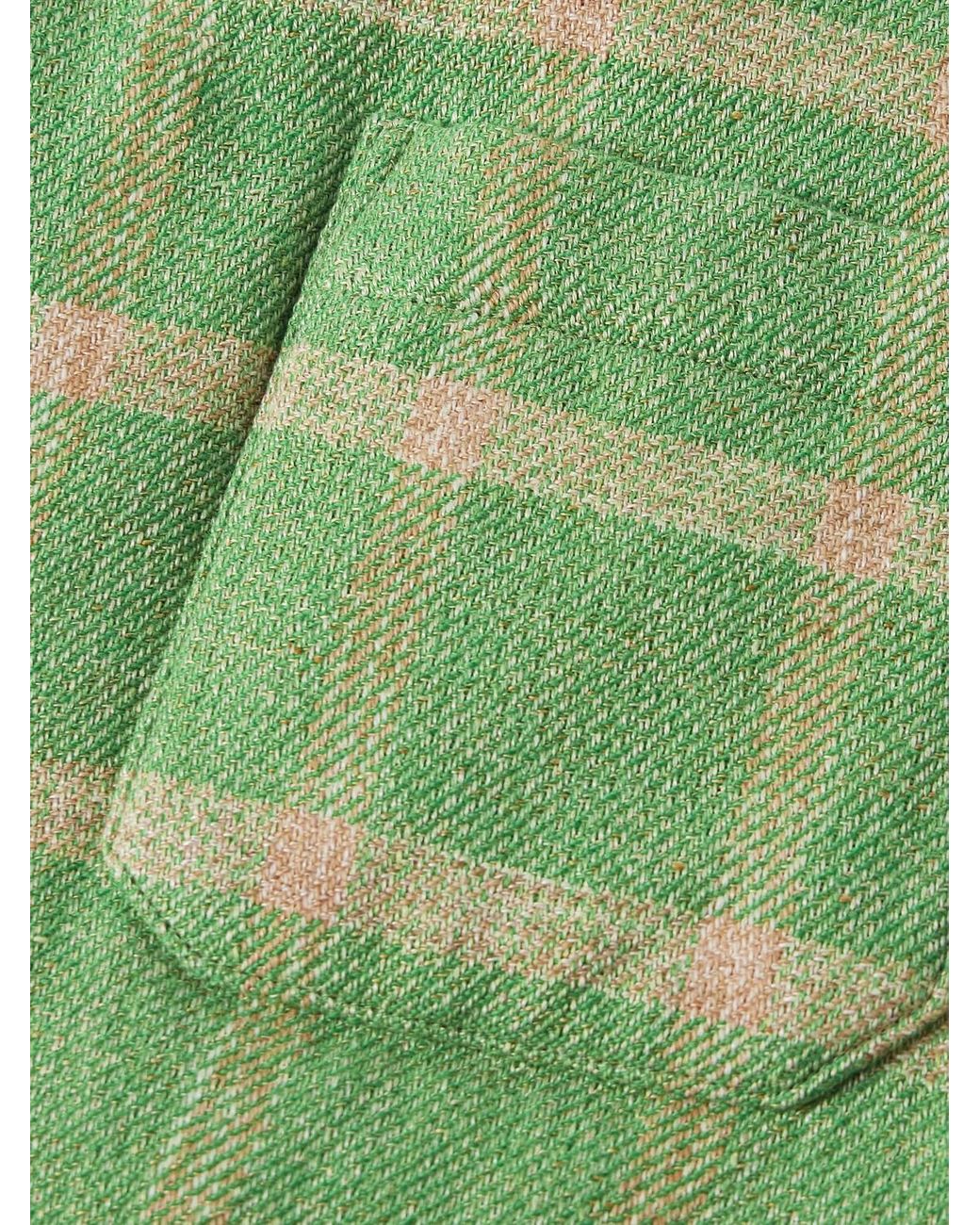 Visvim Green Keesey Checked Linen And Wool-Blend Down Jacket for men