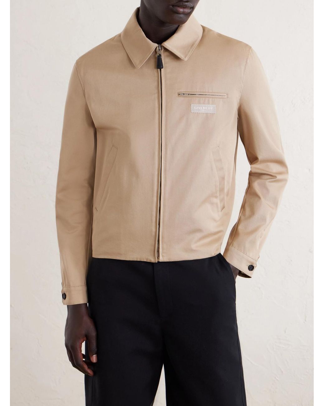 Givenchy Natural Harrington Logo-Appliquéd Cotton-Twill Jacket for men