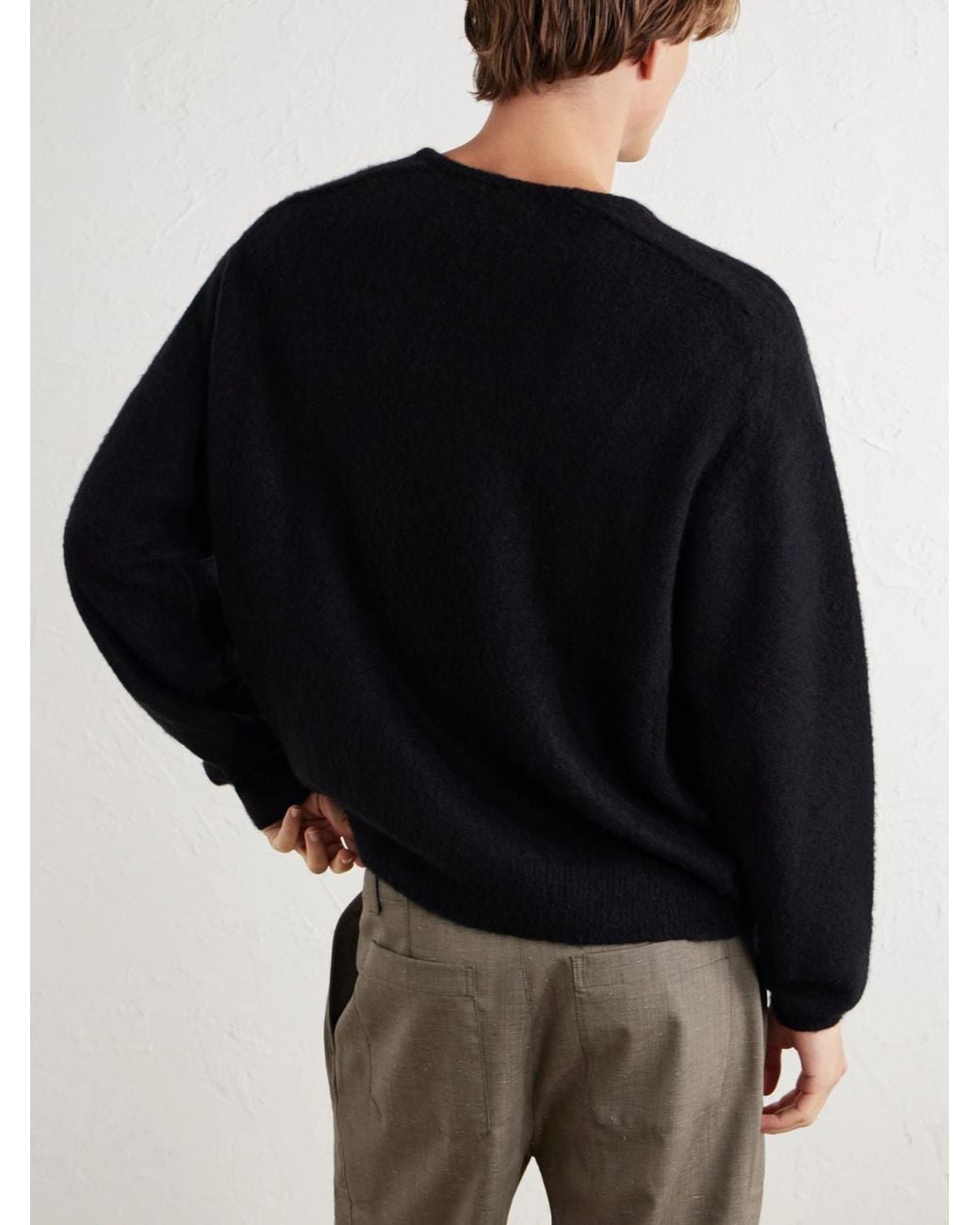 A.PRESSE Blue Brushed Cashmere Sweater for men