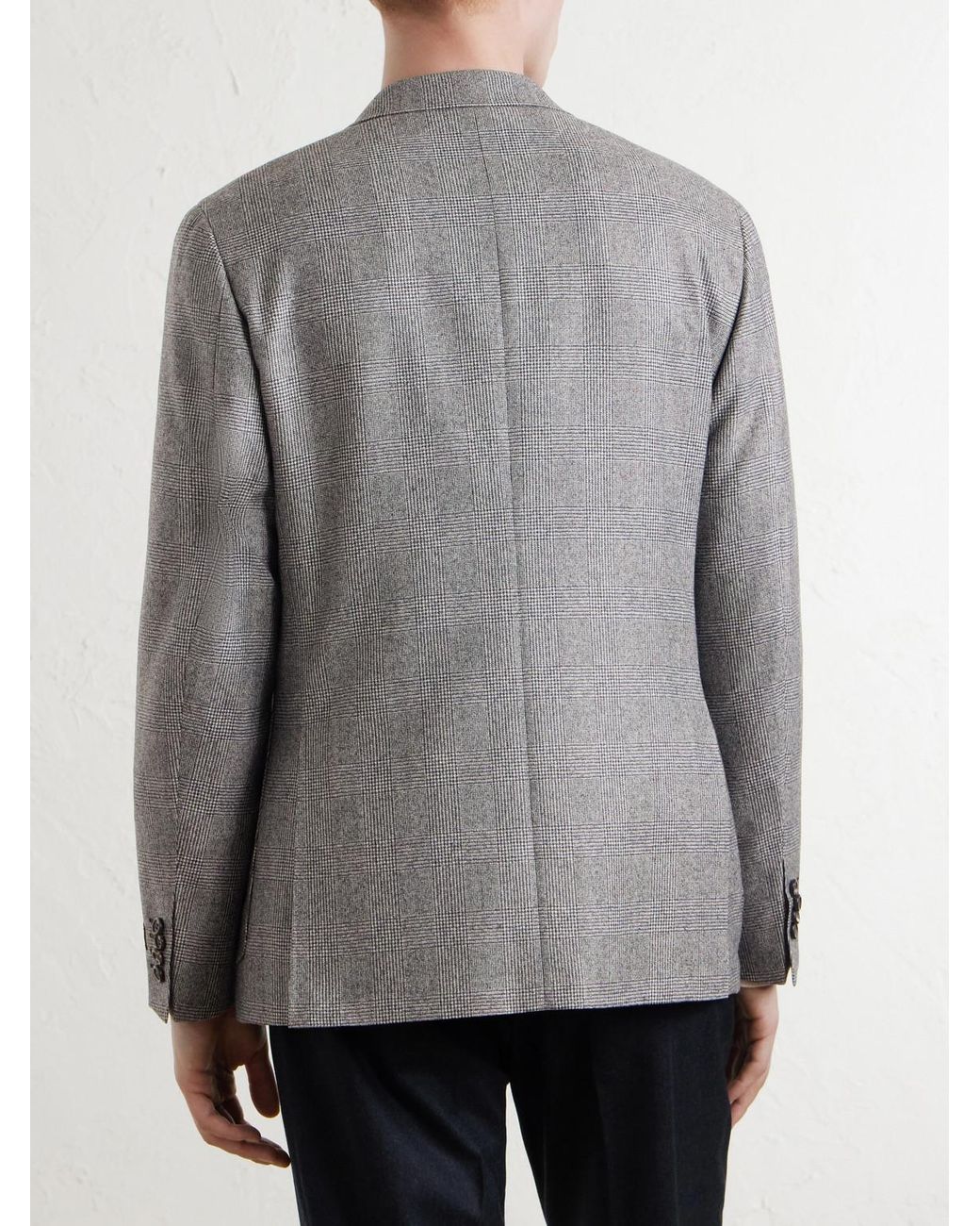 Canali Gray Prince Of Wales Checked Wool Blazer for men