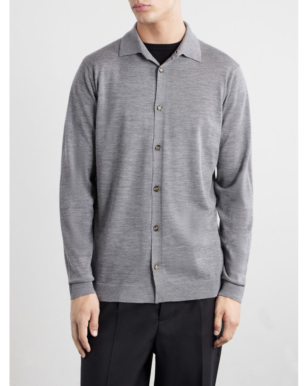 Lardini Gray Virgin Wool Polo Shirt for men