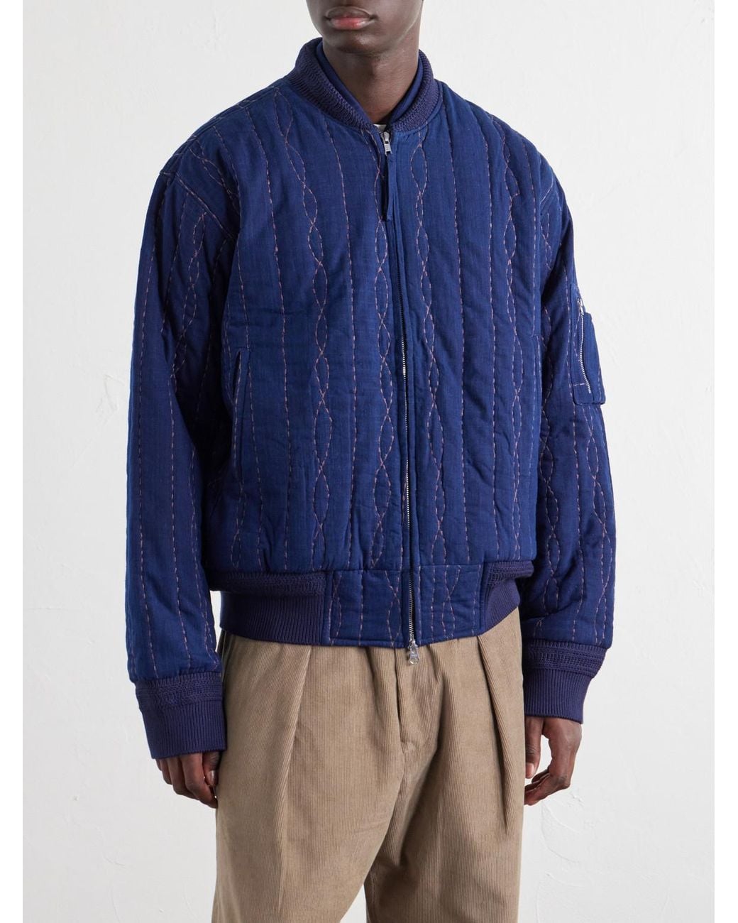 Kardo Blue Max Embroidered Cotton Bomber Jacket for men