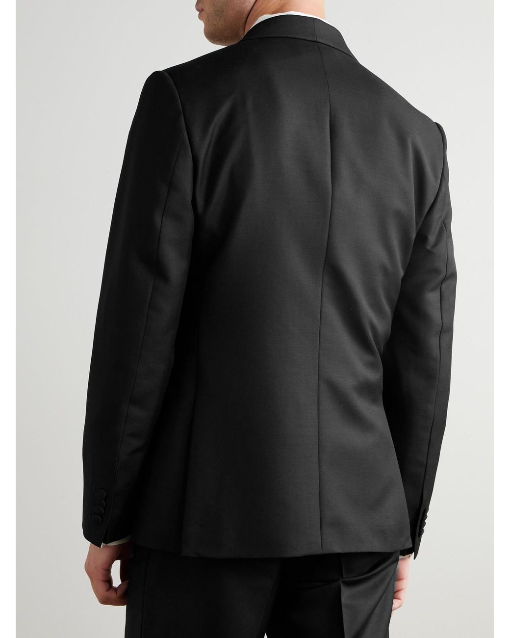 Mr P. Black Slim-fit Double-breasted Shawl-collar Wool for men