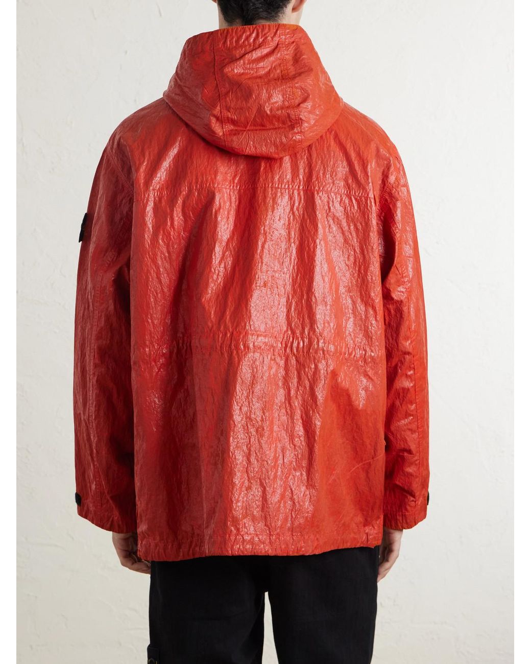Stone Island Red Garment-Dyed Recycled Slick Nylon Tela-Tc Jacket for men