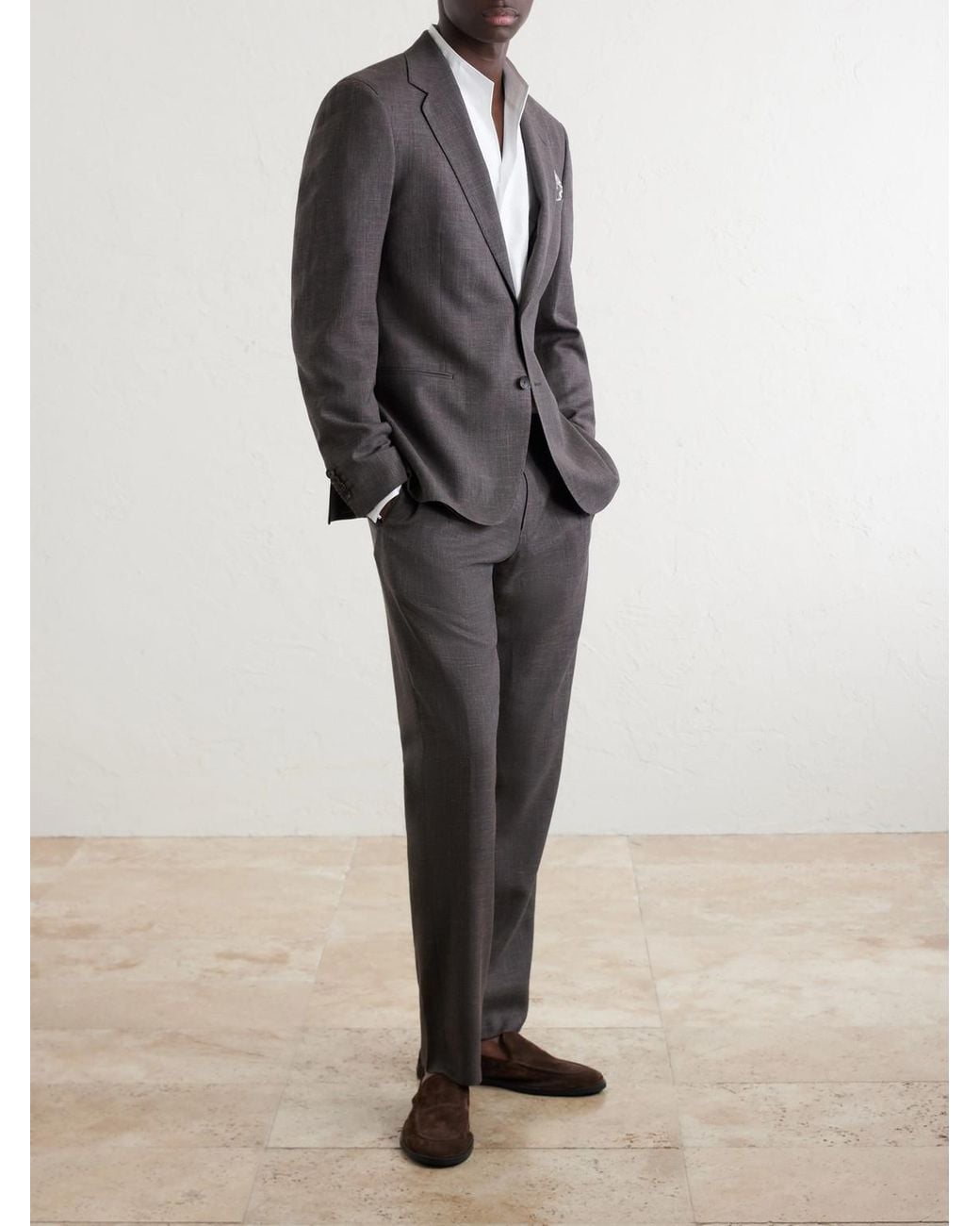 Mr P. Gray Wool, Silk And Linen-Blend Suit Jacket for men