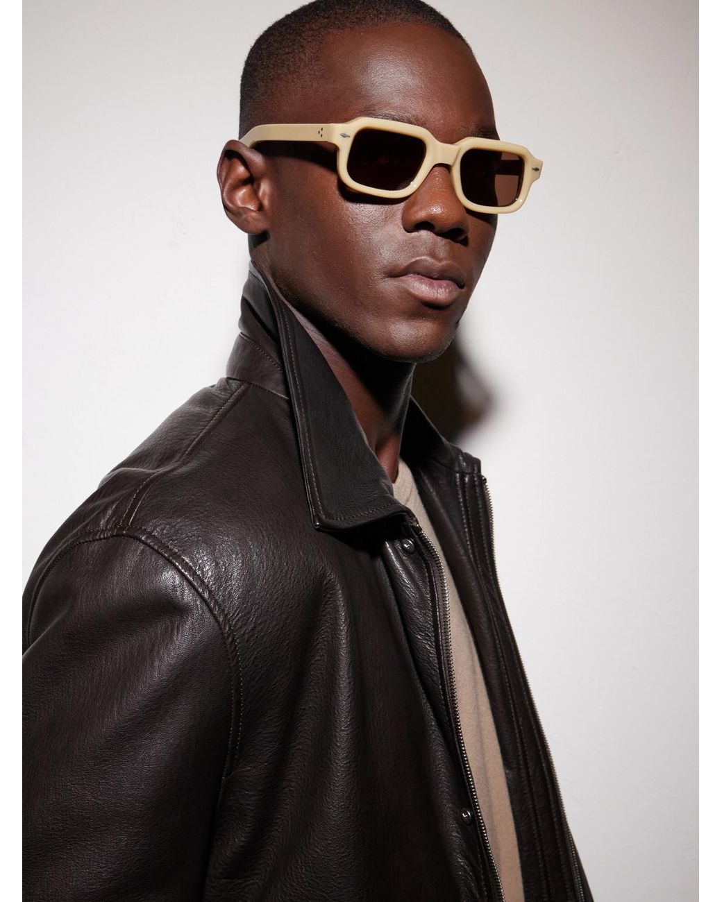 Jacques Marie Mage Natural Sandro Rectangular-Frame Acetate Sunglasses for men