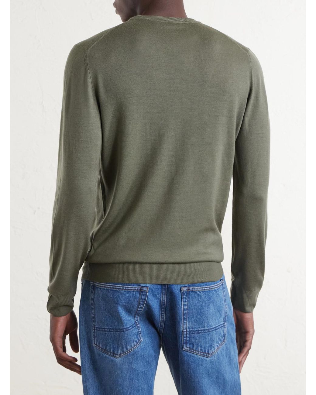 Canali Green Wool Sweater for men
