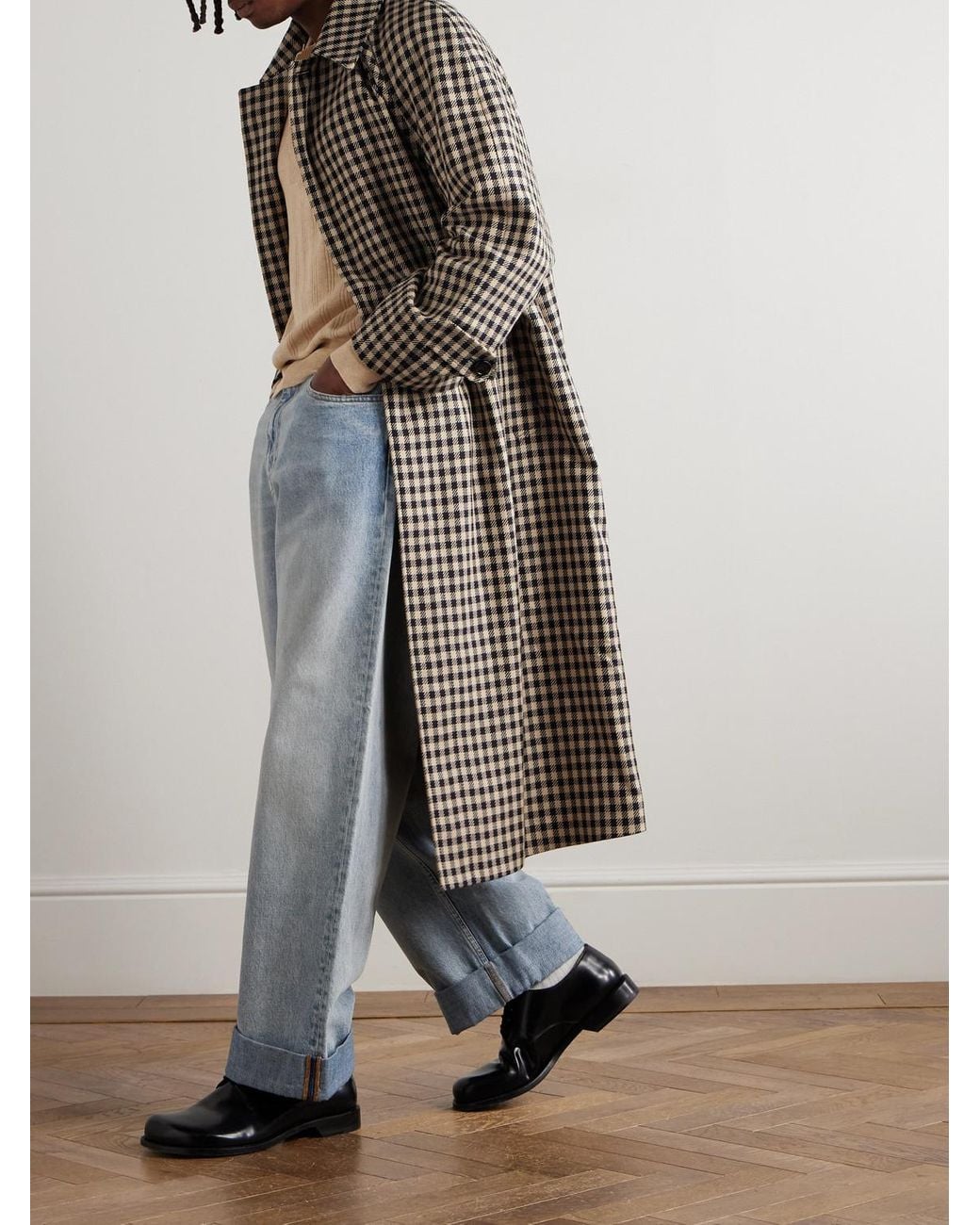 Valentino Garavani Natural Gingham Cotton And Wool-Blend Coat for men