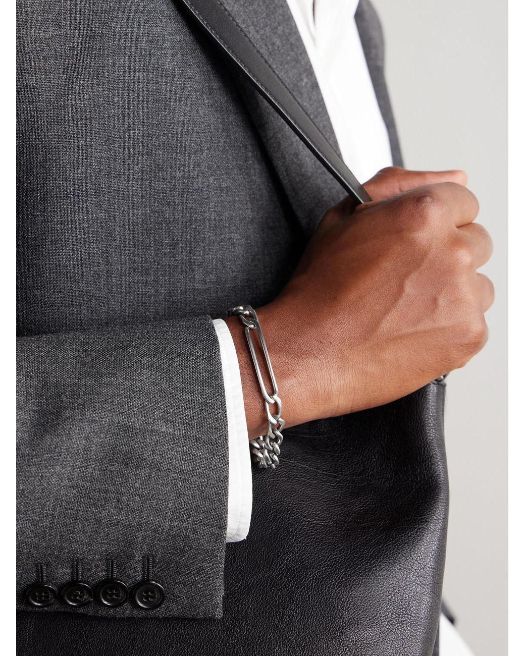 Saint Laurent Natural Silver-tone Chain Bracelet for men
