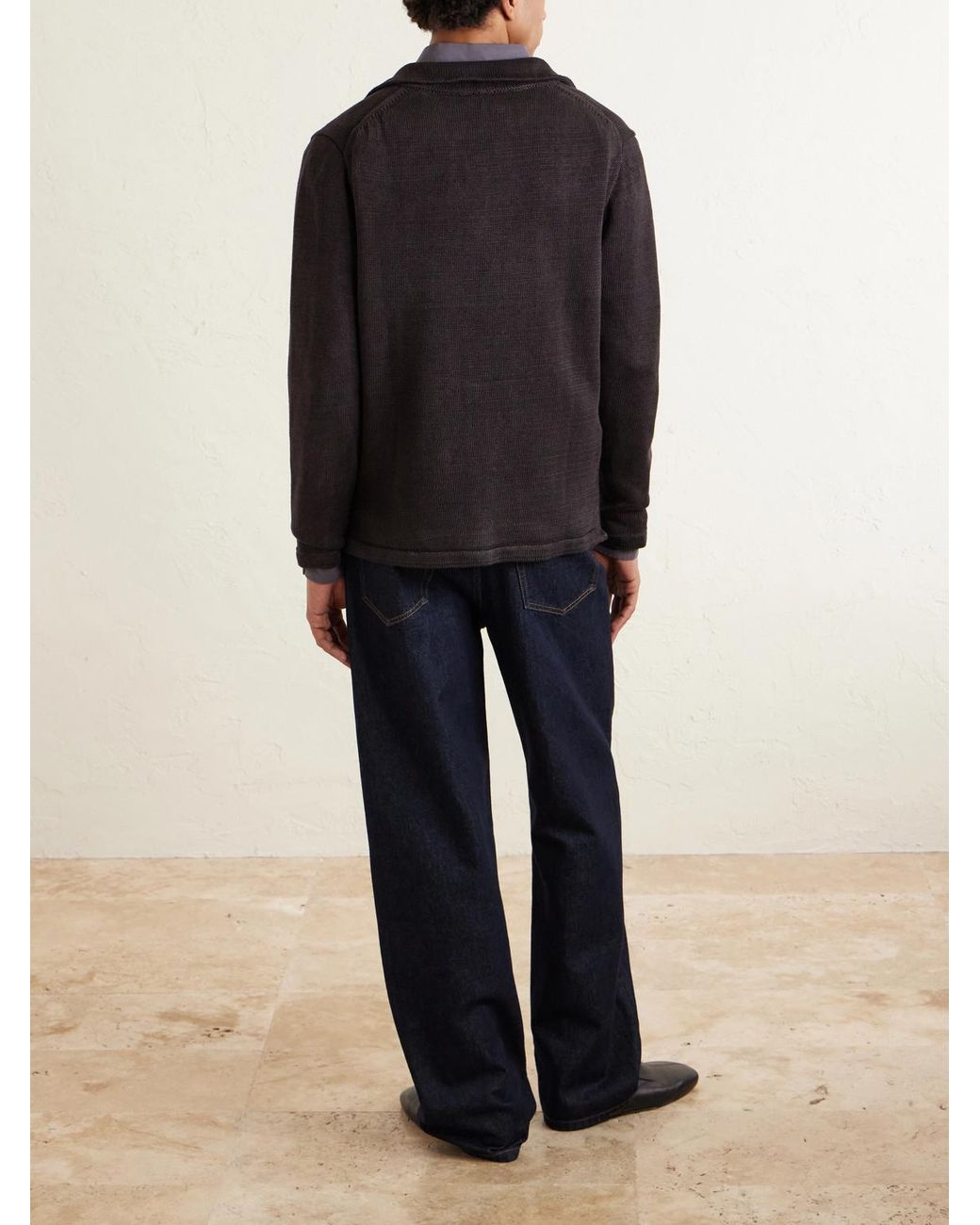 Inis Meáin Blue Linen Cardigan for men