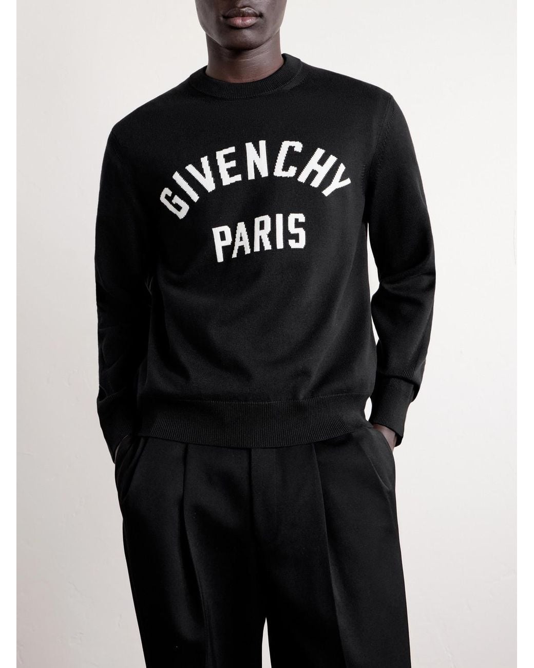 Givenchy Blue Knitted Cotton-Blend Sweater for men