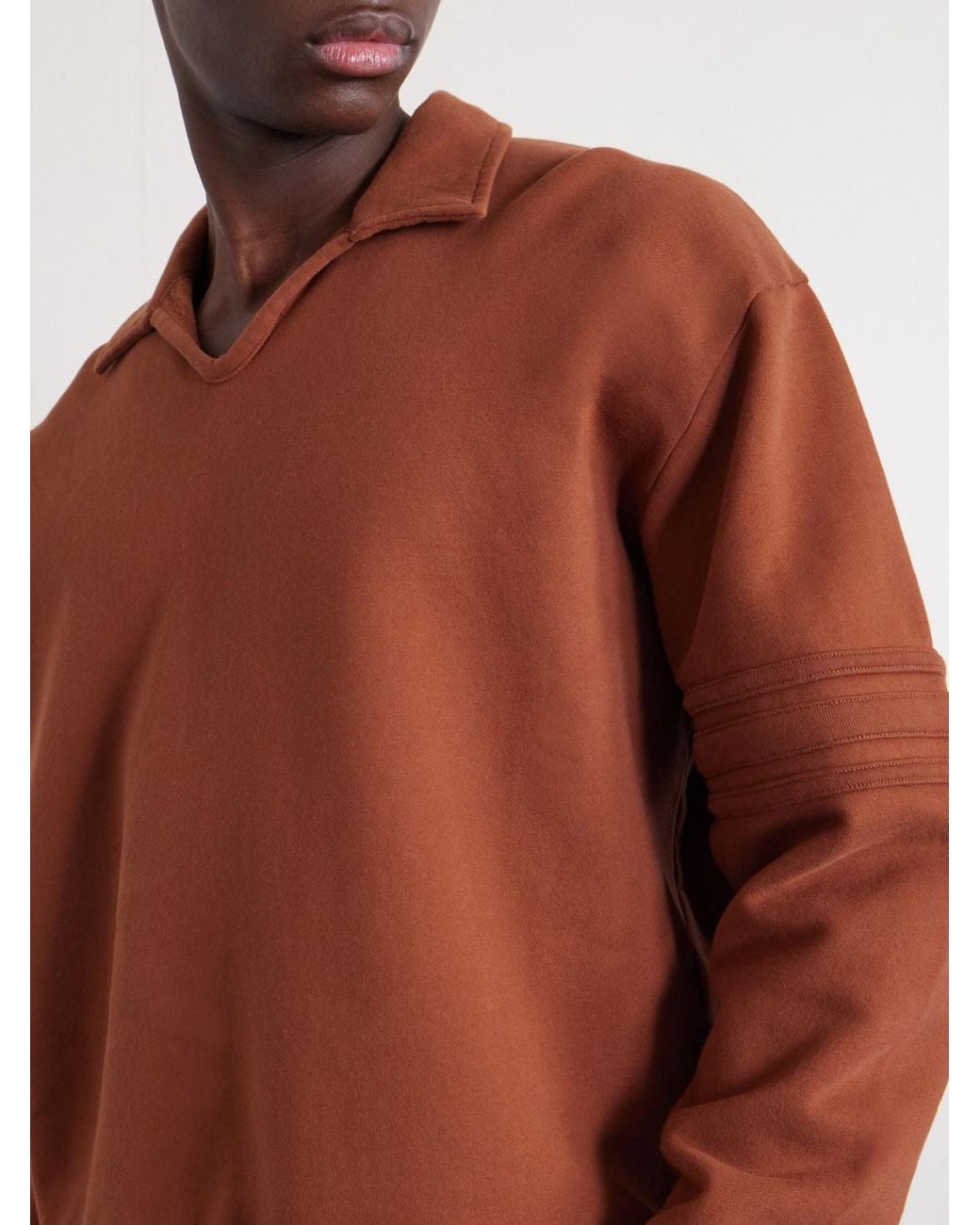 Bode Brown Crew Polo Cotton-Jersey Sweatshirt for men