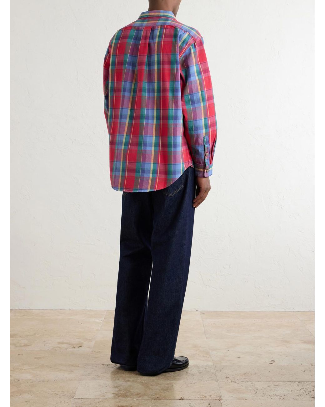 Aimé Leon Dore Red Checked Cotton-Twill Shirt for men