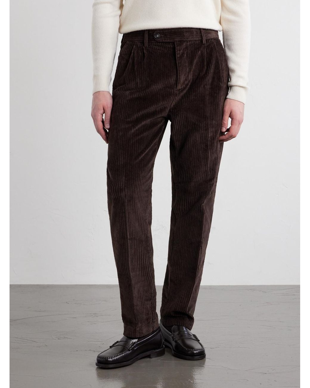 Massimo Alba Brown Strallo02 Straight-leg Cotton-blend Corduroy Trousers for men