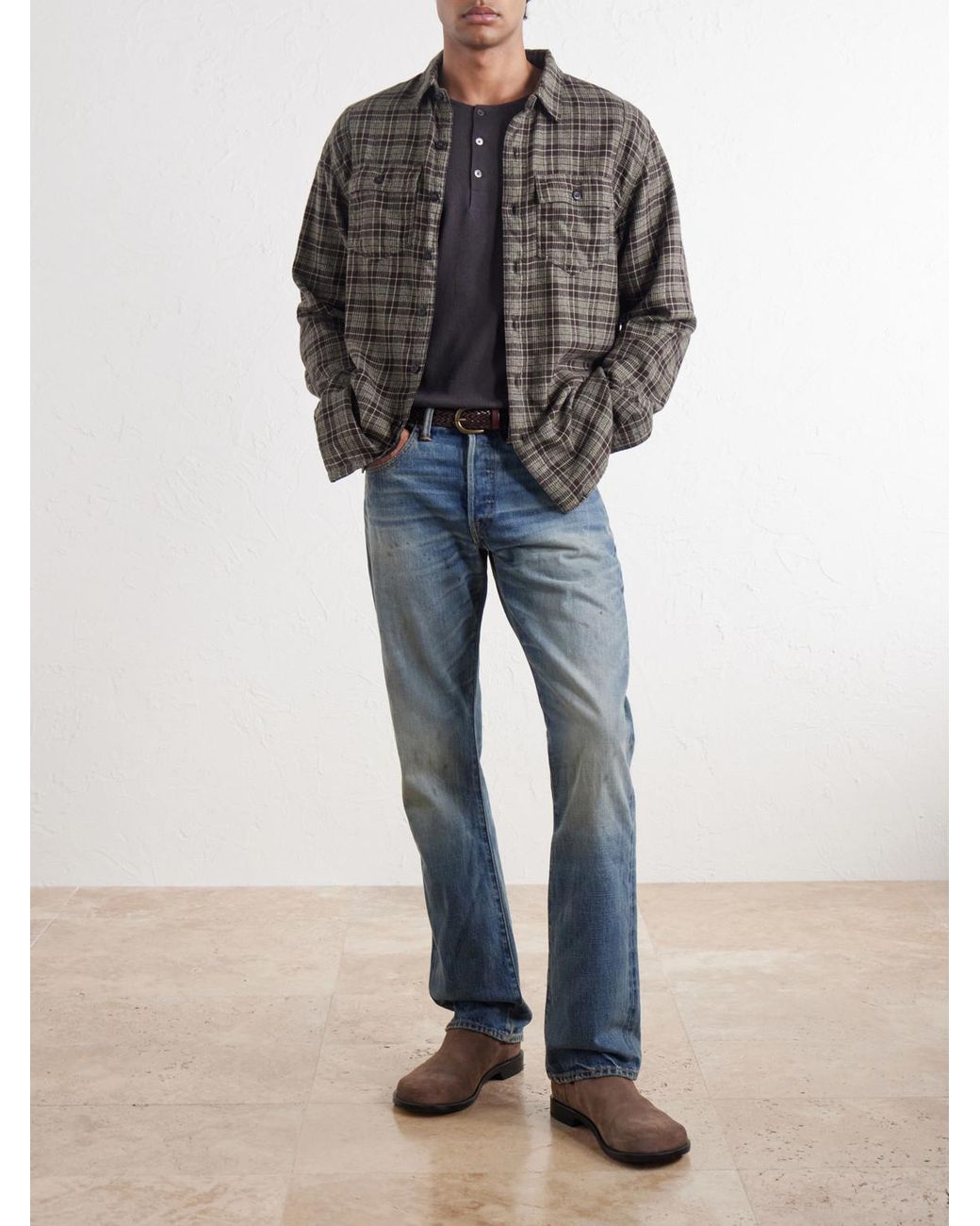 RRL Blue Slim-Fit Straight-Leg Jeans for men