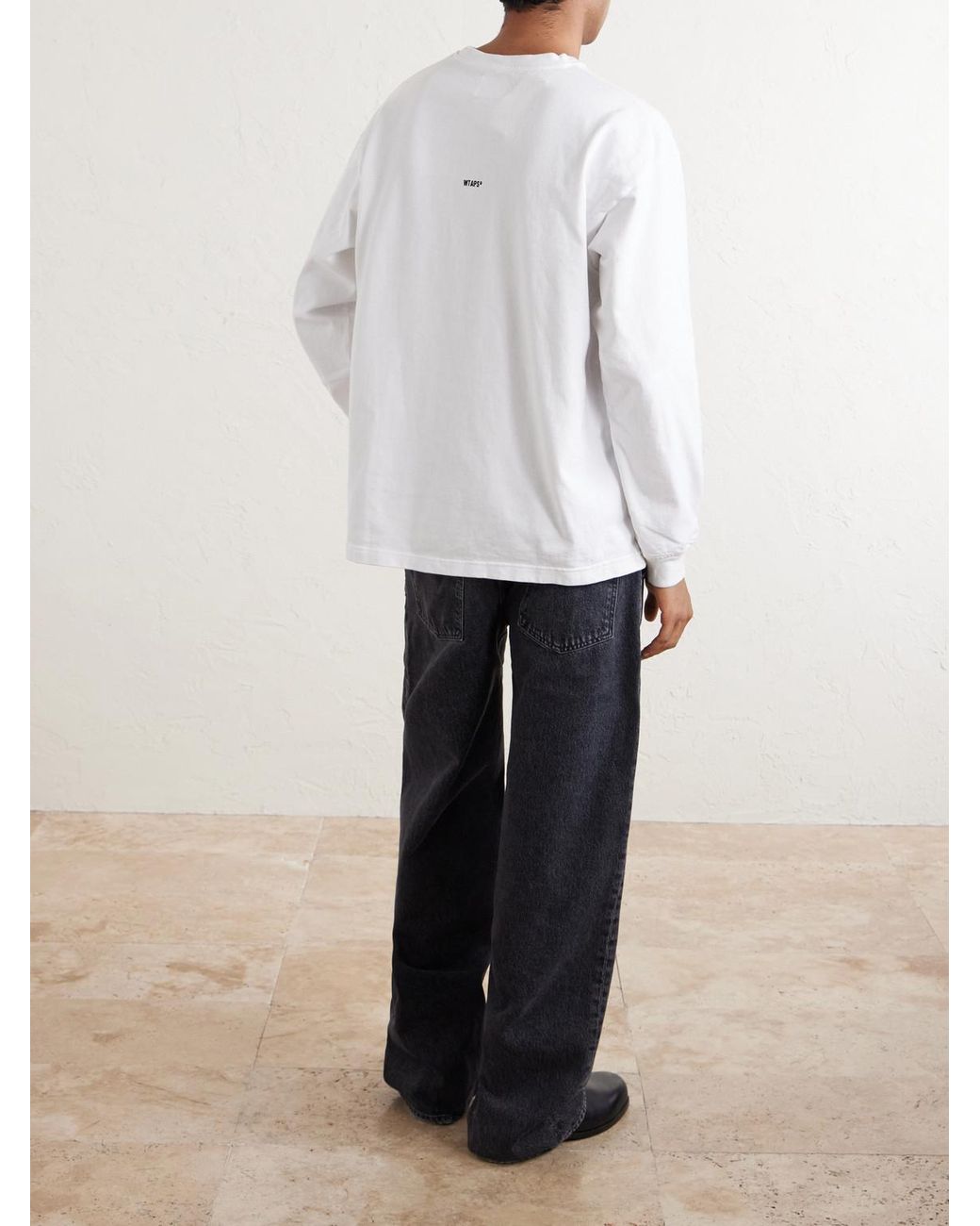 (w)taps White Sign-Yd Cotton-Jersey T-Shirt for men