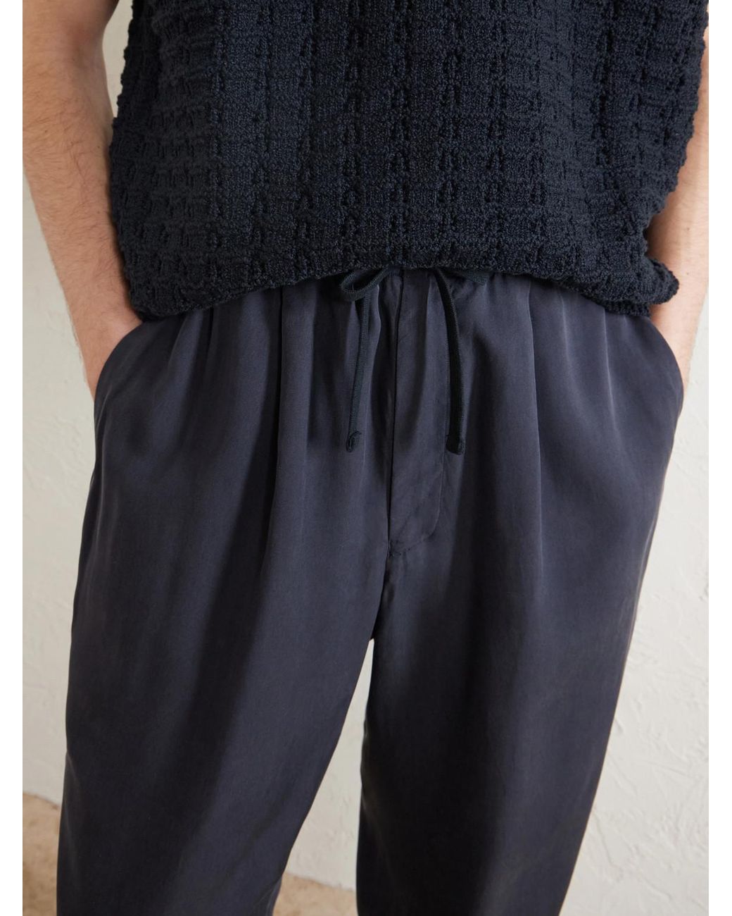 Kaptain Sunshine Blue Straight-leg Silk-gabardine Drawstring Trousers for men