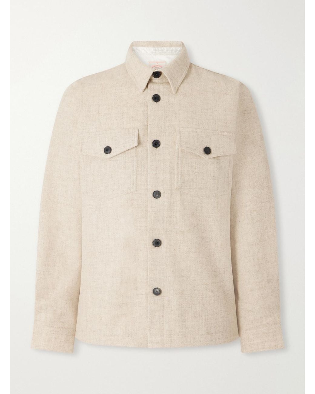 Portuguese Flannel Natural Wool-Tweed Overshirt for men
