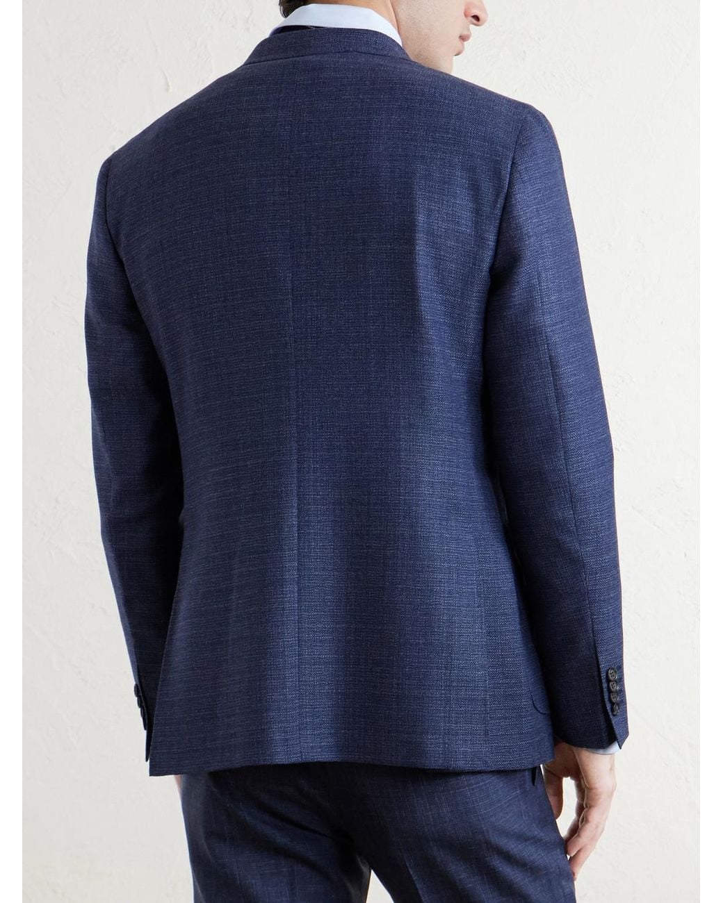 Canali Blue Wool, Silk And Linen-Blend Suit Jacket for men