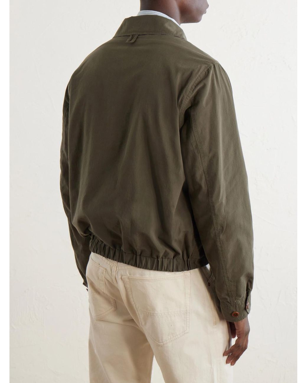 Drake's Green Cotton-Twill Blouson Jacket for men
