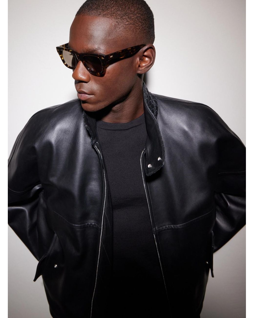 Bottega Veneta Brown Bold Ribbon Stud D-frame Recycled Tortoiseshell Acetate Sunglasses for men