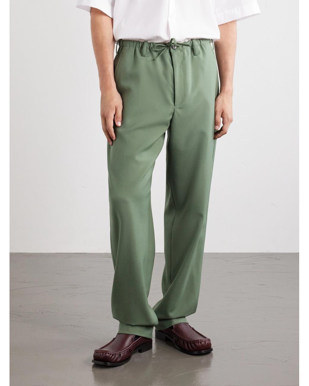 Dries Van Noten Green Penny Straight-leg Wool Trousers for men