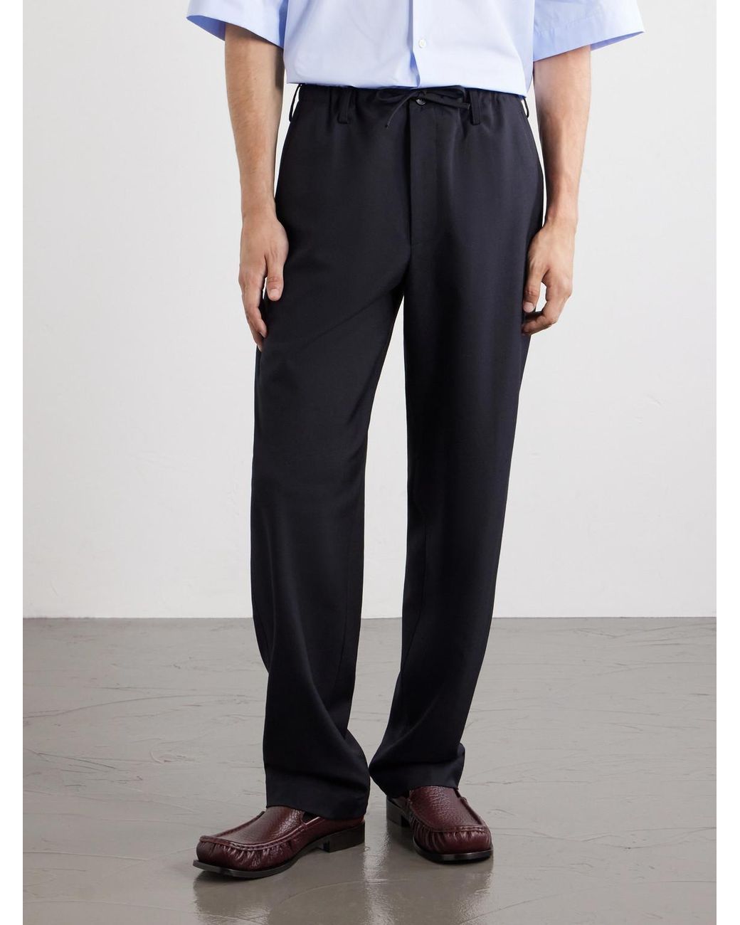 Dries Van Noten Blue Penny Straight-leg Wool Trousers for men